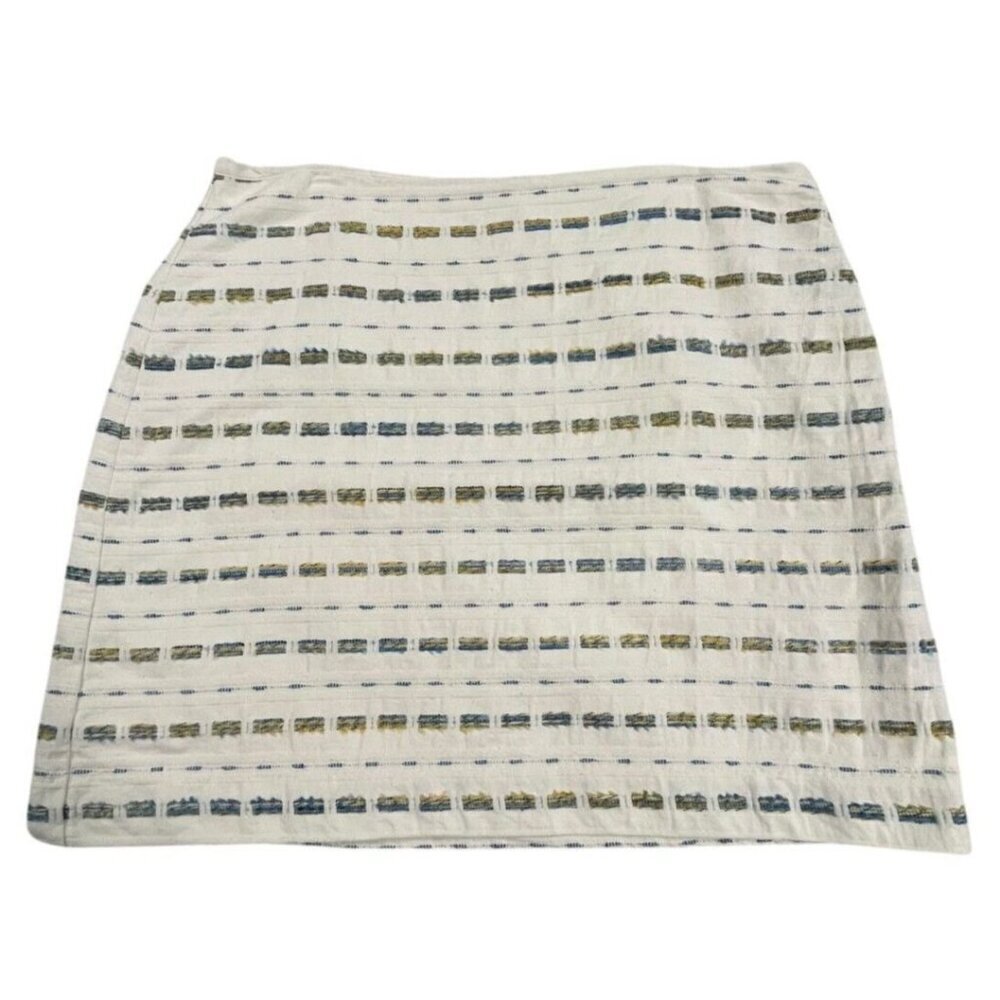 Loft Women's White Cotton Blend Striped Boucle Skirt SIZE-14